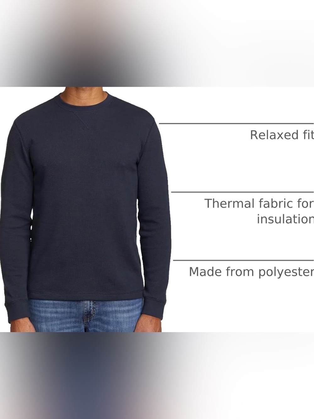 Eddie Bauer Men's Waffle Knit Crew Neck Pullover Sweatshirt Blue XL - Picture 5 of 12